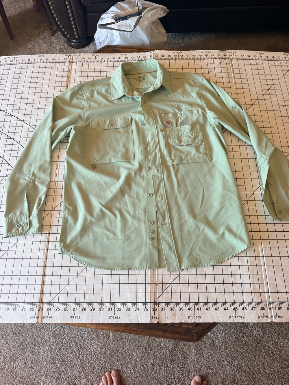 Carhartt Men’s Light Mint Green Casual Button-Down Shirt